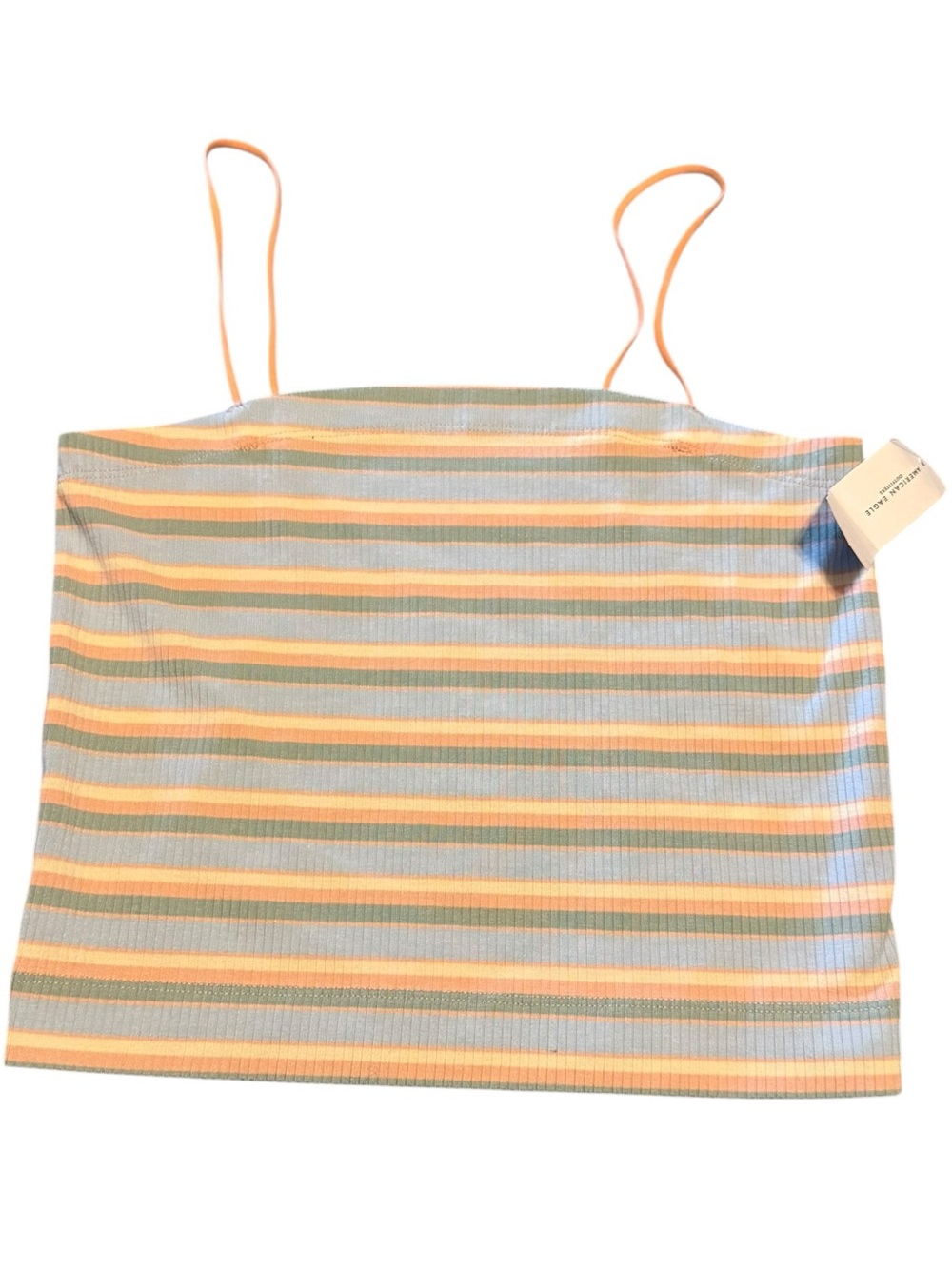 American Eagle Outfitters Pastel Yellow & Light Blue Striped Ribbed Cami